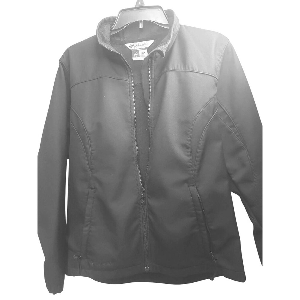 Columbia Womens Black Softshell Jacket Size M Polyester Mock collar Full Zip